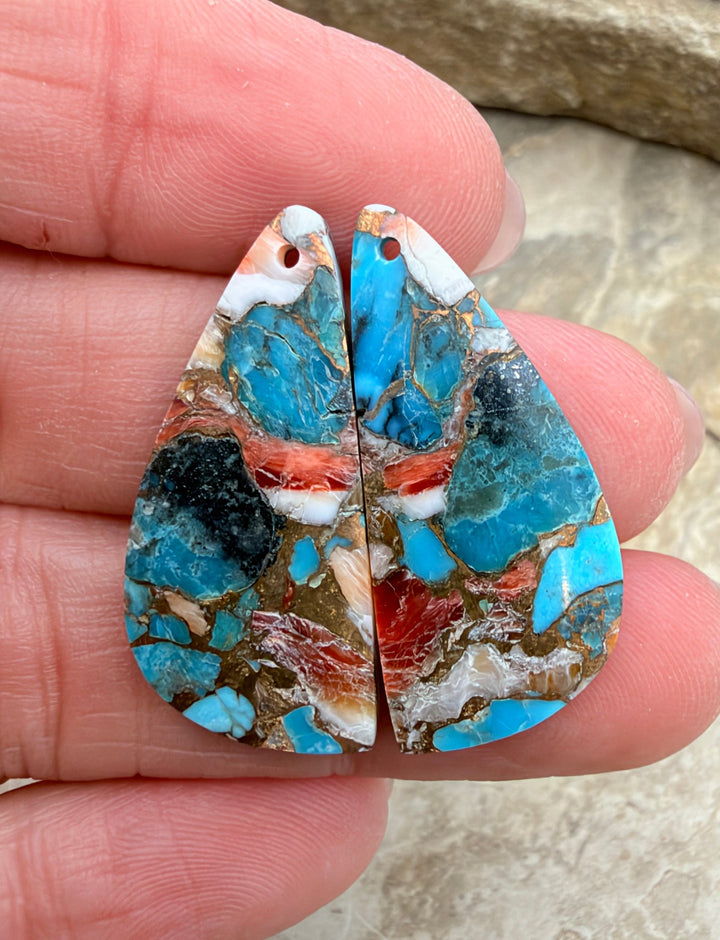 Kingman Turquoise and Orange Spiny Oyster with Bronze