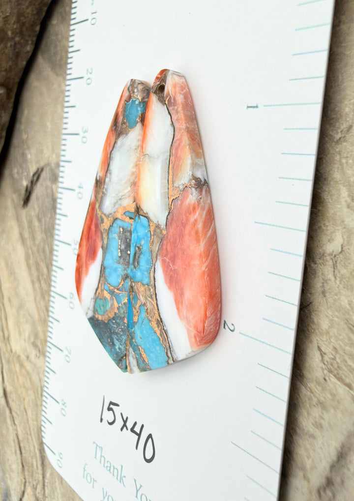 Kingman Turquoise and Orange Spiny Oyster with Bronze