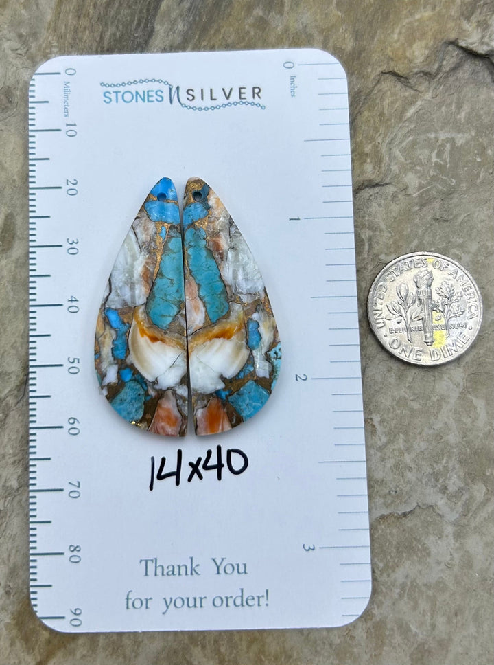 Kingman Turquoise and Orange Spiny Oyster with Bronze