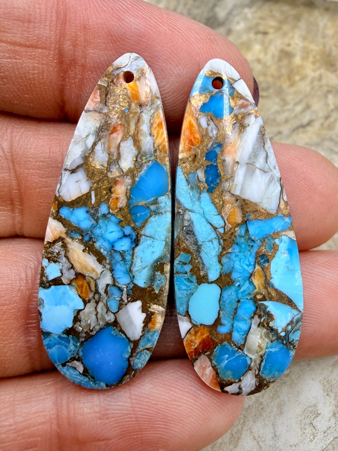Kingman Turquoise and Orange Spiny Oyster with Bronze