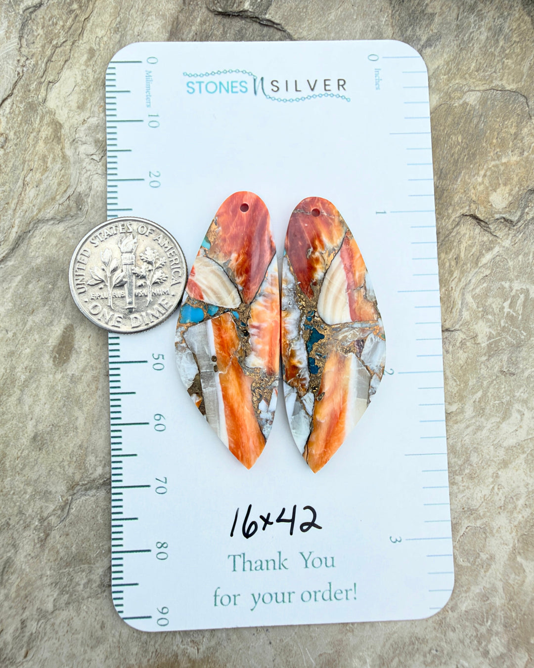 Kingman Turquoise and Orange Spiny Oyster with Bronze