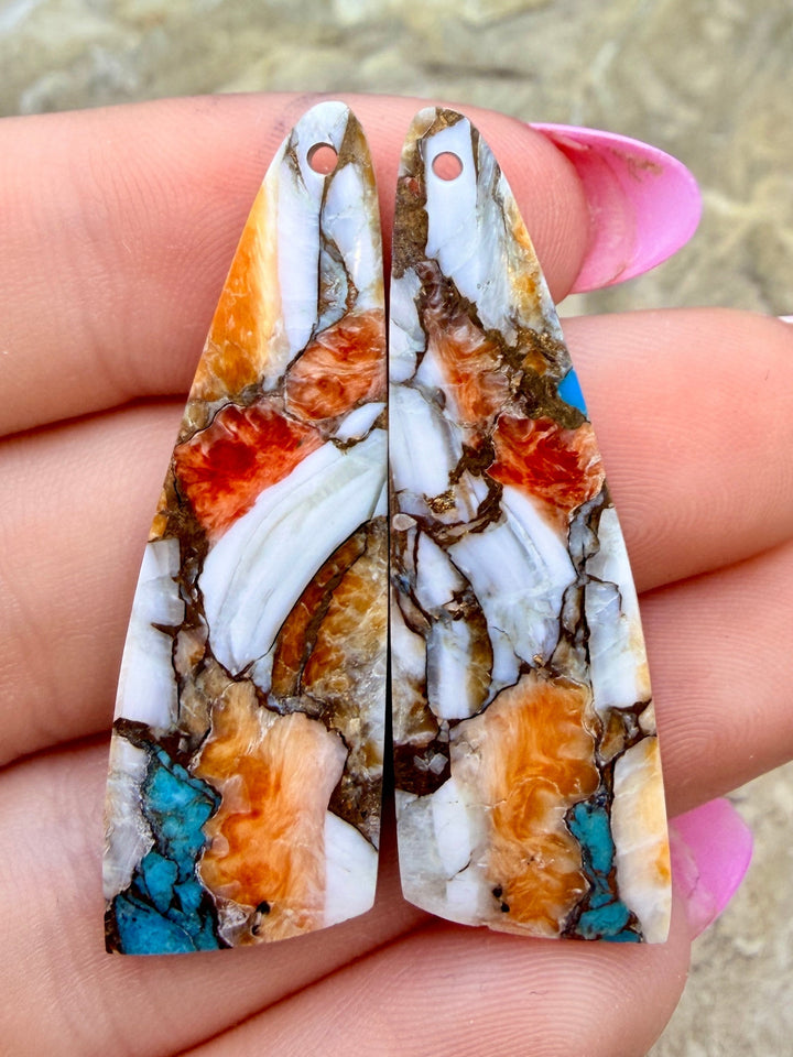 Kingman Turquoise and Orange Spiny Oyster with Bronze