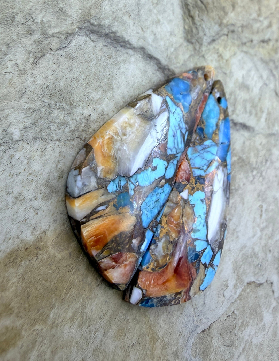 Kingman Turquoise and Orange Spiny Oyster with Bronze