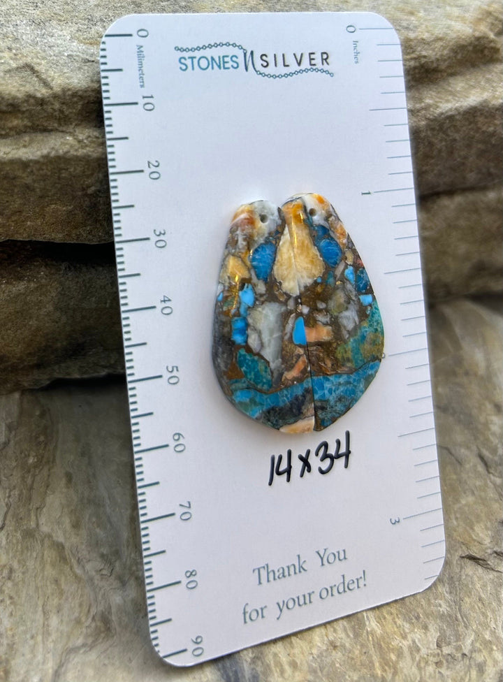 Kingman Turquoise and Orange Spiny Oyster with Bronze