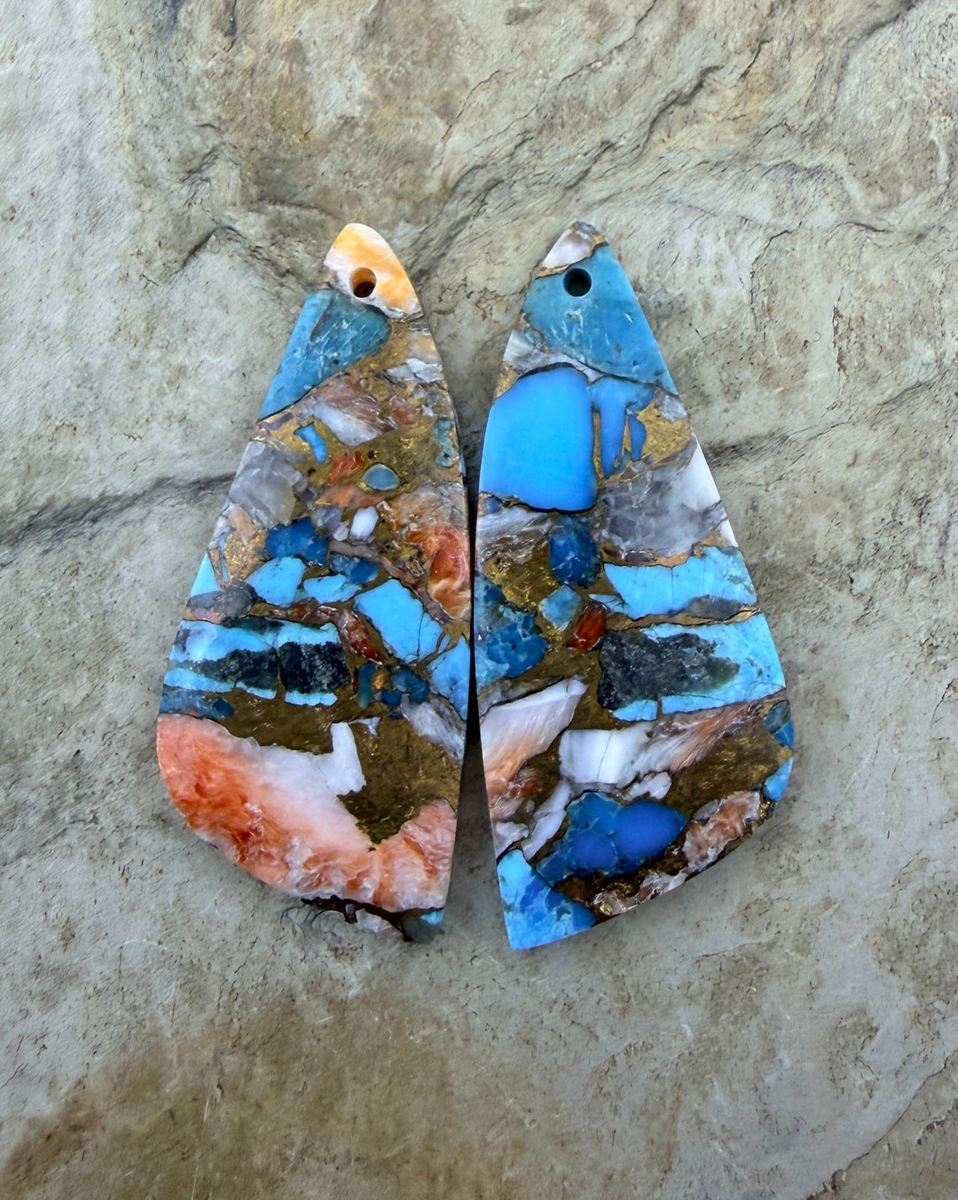 Kingman Turquoise and Orange Spiny Oyster with Bronze