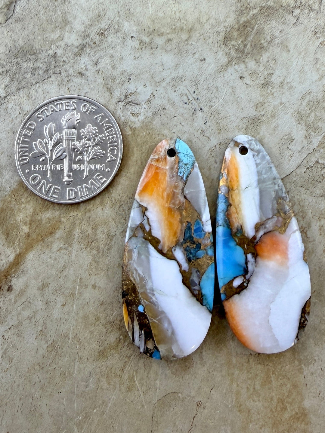 Kingman Turquoise and Orange Spiny Oyster with Bronze