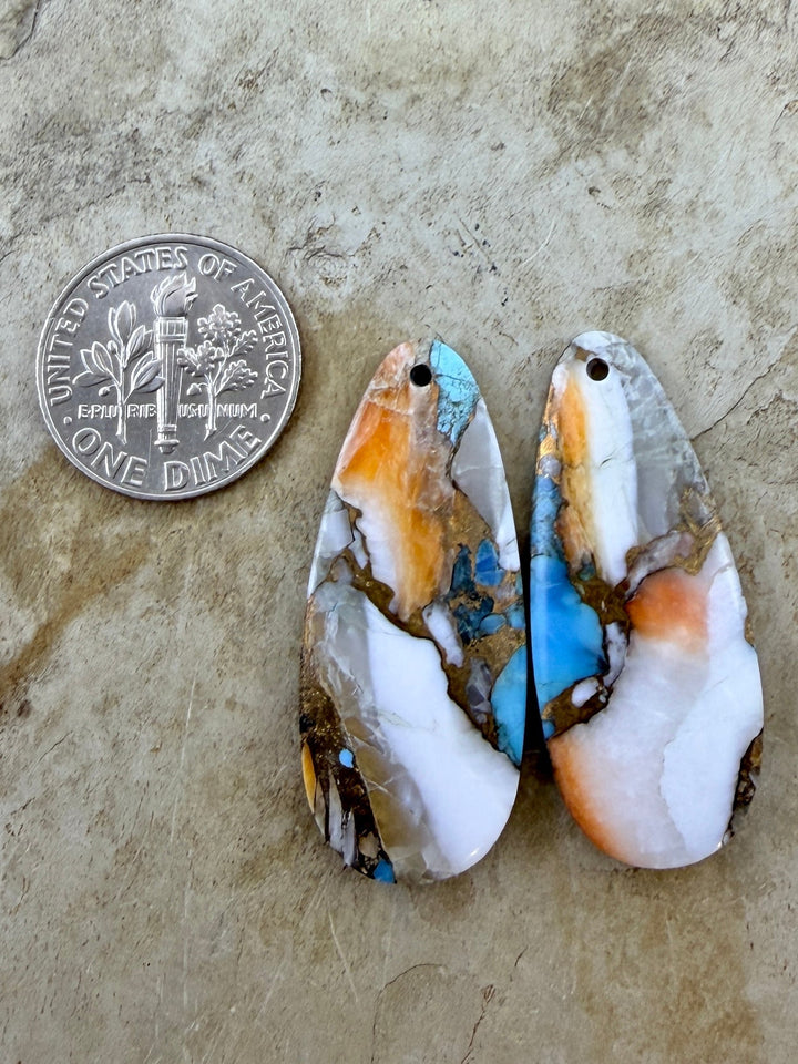 Kingman Turquoise and Orange Spiny Oyster with Bronze