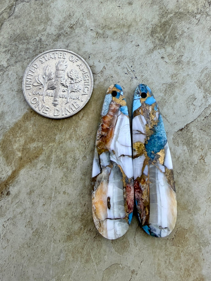 Kingman Turquoise and Orange Spiny Oyster with Bronze