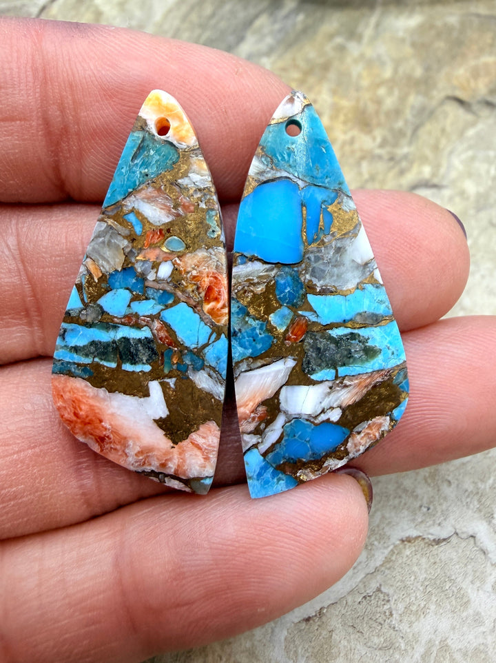 Kingman Turquoise and Orange Spiny Oyster with Bronze
