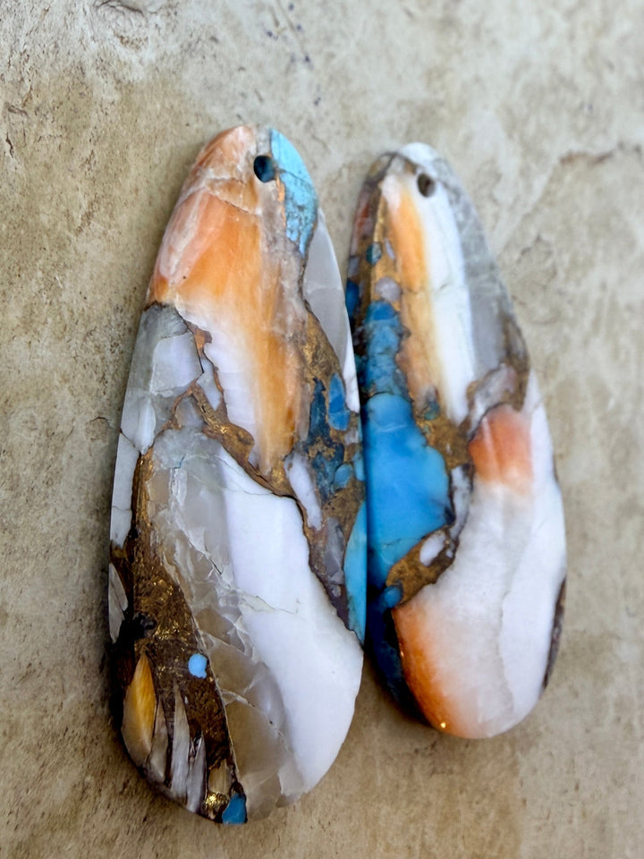 Kingman Turquoise and Orange Spiny Oyster with Bronze