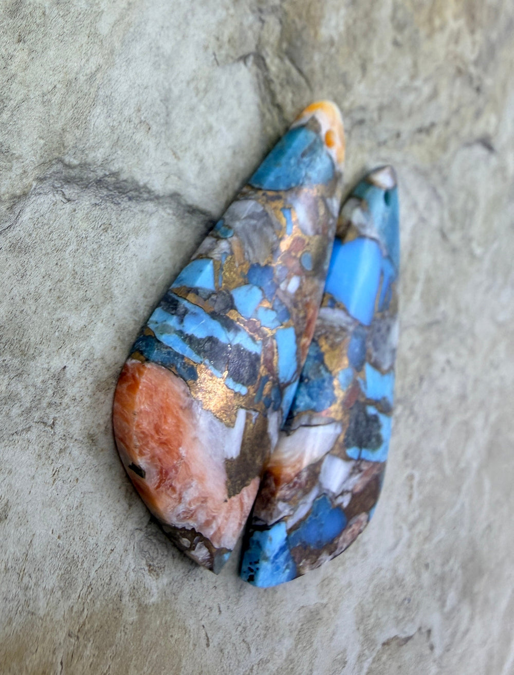 Kingman Turquoise and Orange Spiny Oyster with Bronze