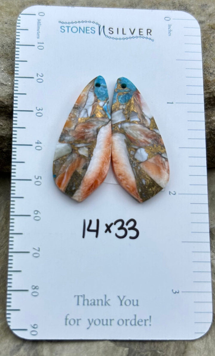 Kingman Turquoise and Orange Spiny Oyster with Bronze