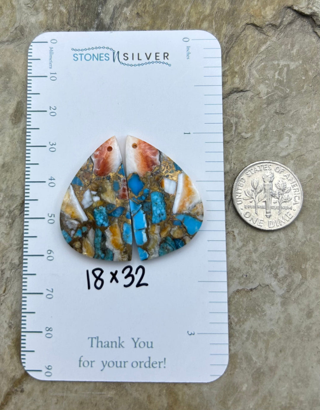 Kingman Turquoise and Orange Spiny Oyster with Bronze