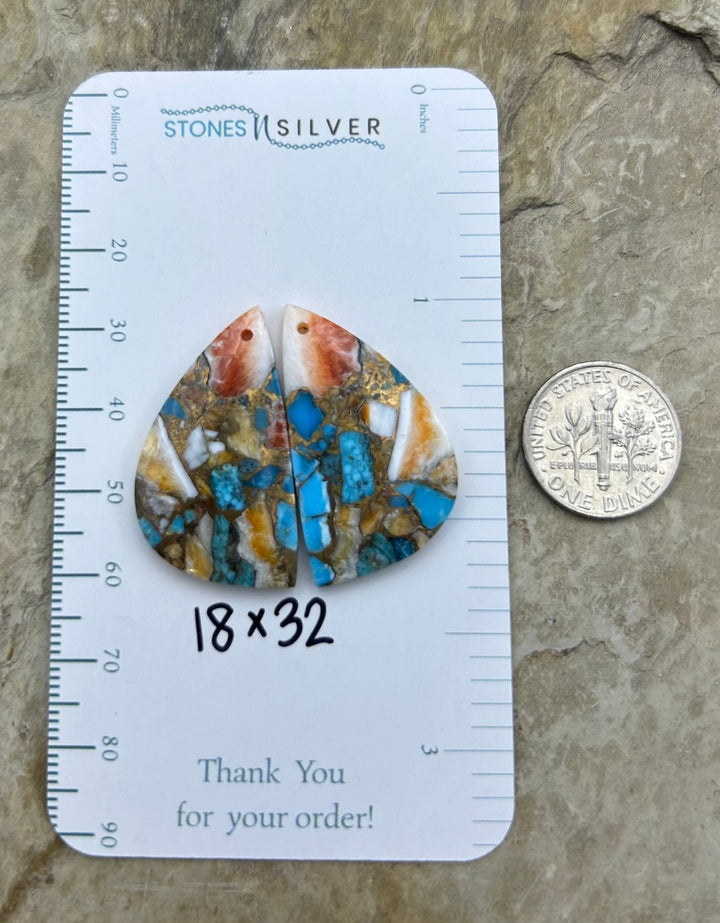Kingman Turquoise and Orange Spiny Oyster with Bronze