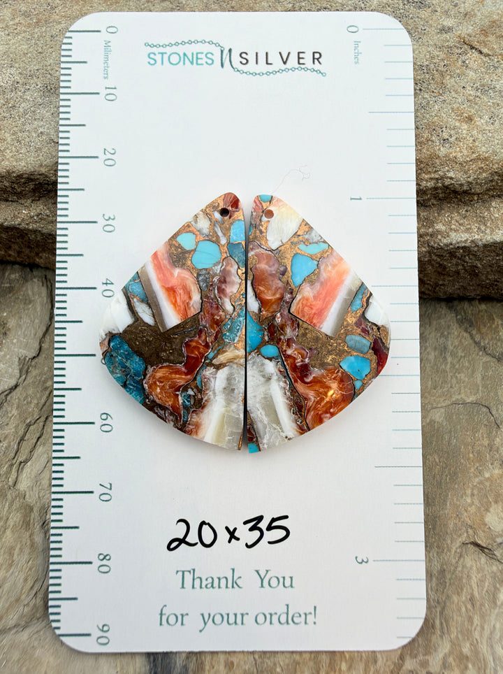Kingman Turquoise and Orange Spiny Oyster with Bronze