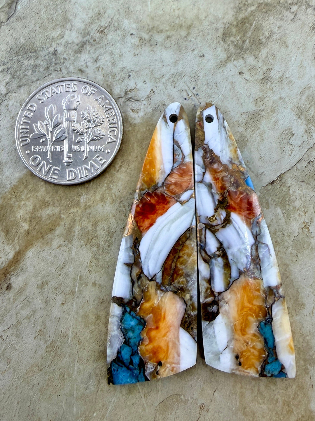 Kingman Turquoise and Orange Spiny Oyster with Bronze