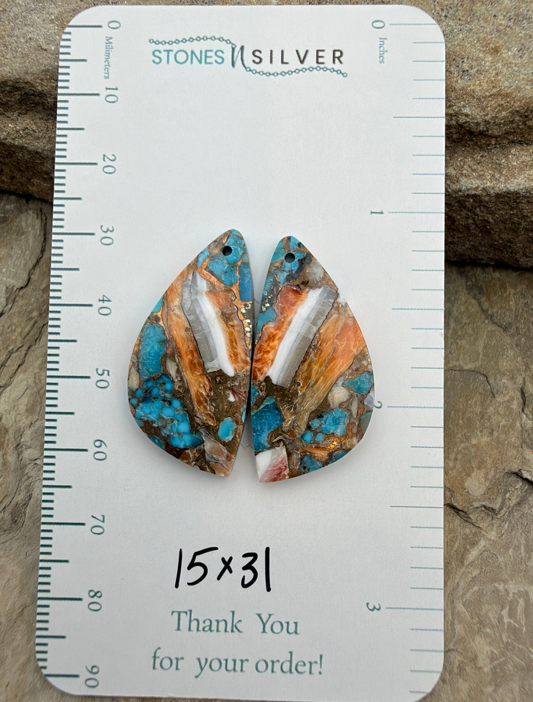 Kingman Turquoise and Orange Spiny Oyster with Bronze