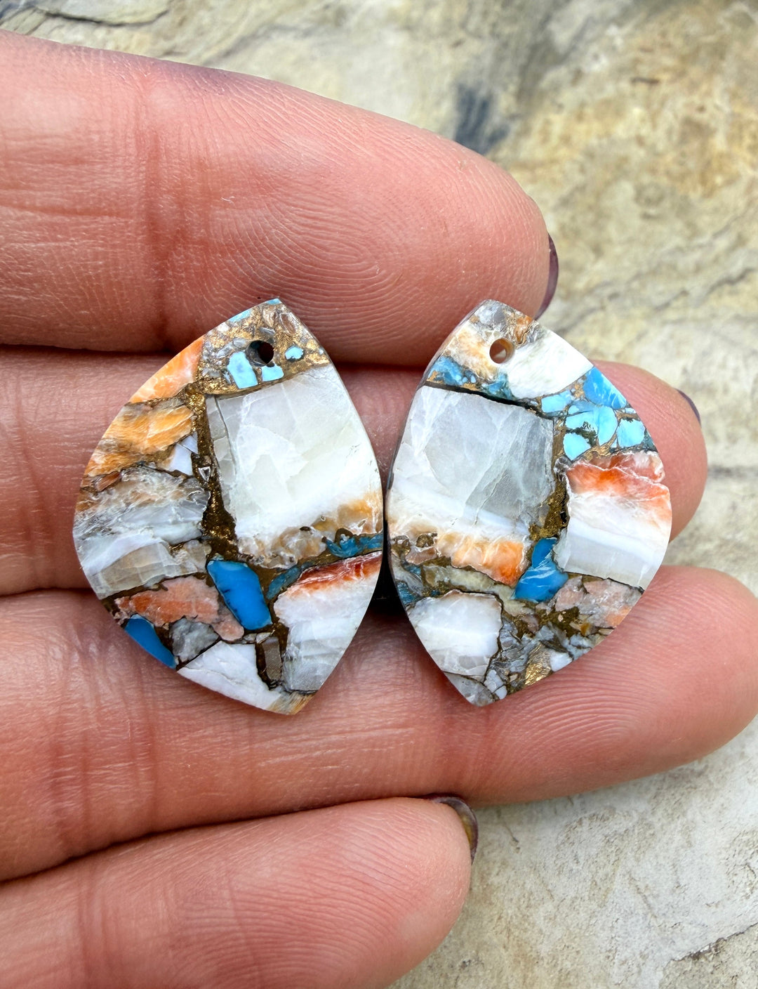 Kingman Turquoise and Orange Spiny Oyster with Bronze