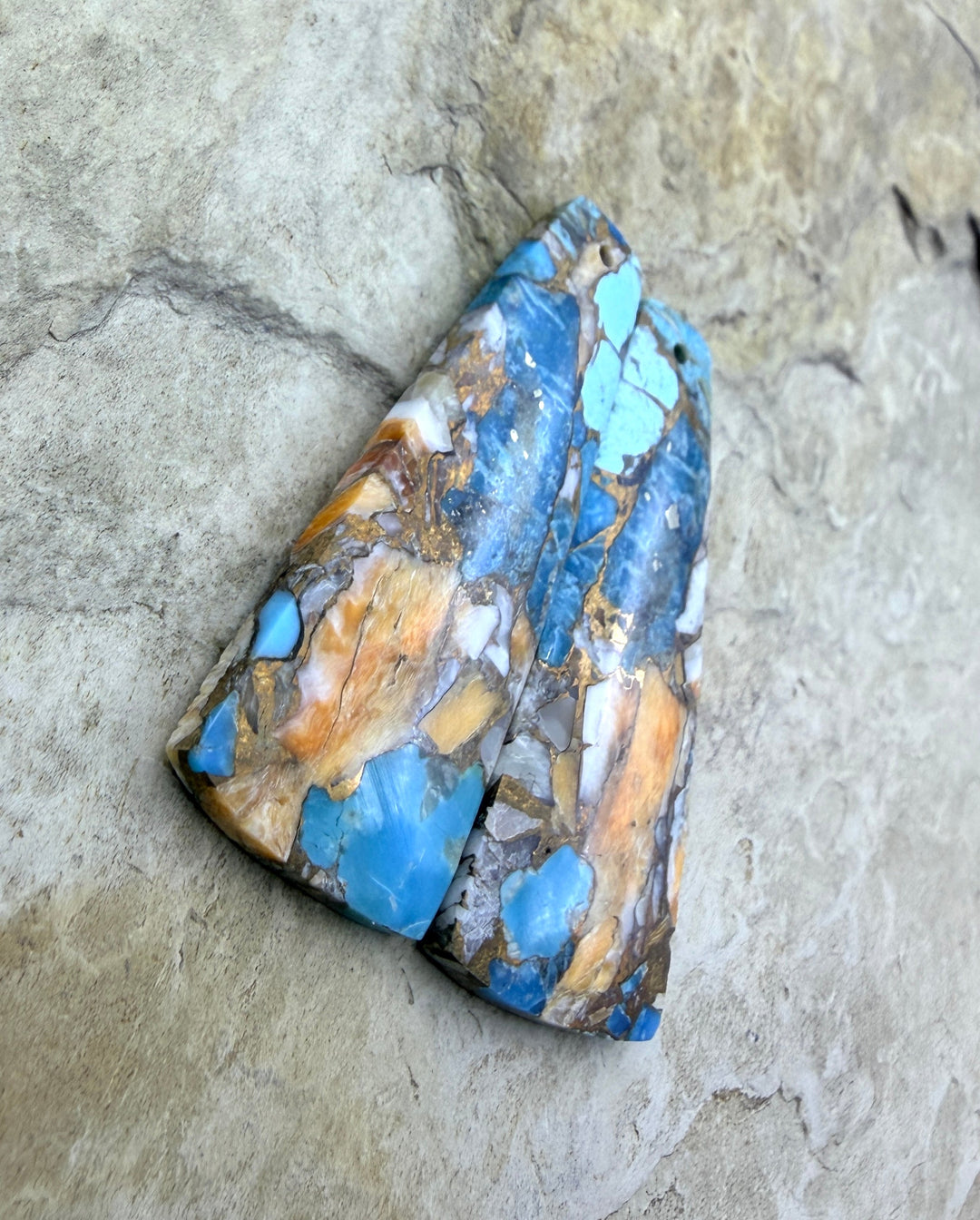 Kingman Turquoise and Orange Spiny Oyster with Bronze