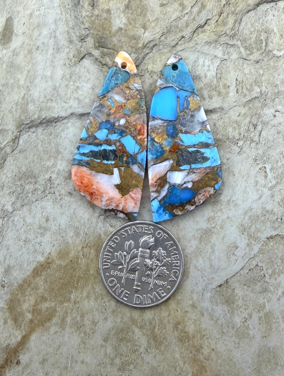 Kingman Turquoise and Orange Spiny Oyster with Bronze