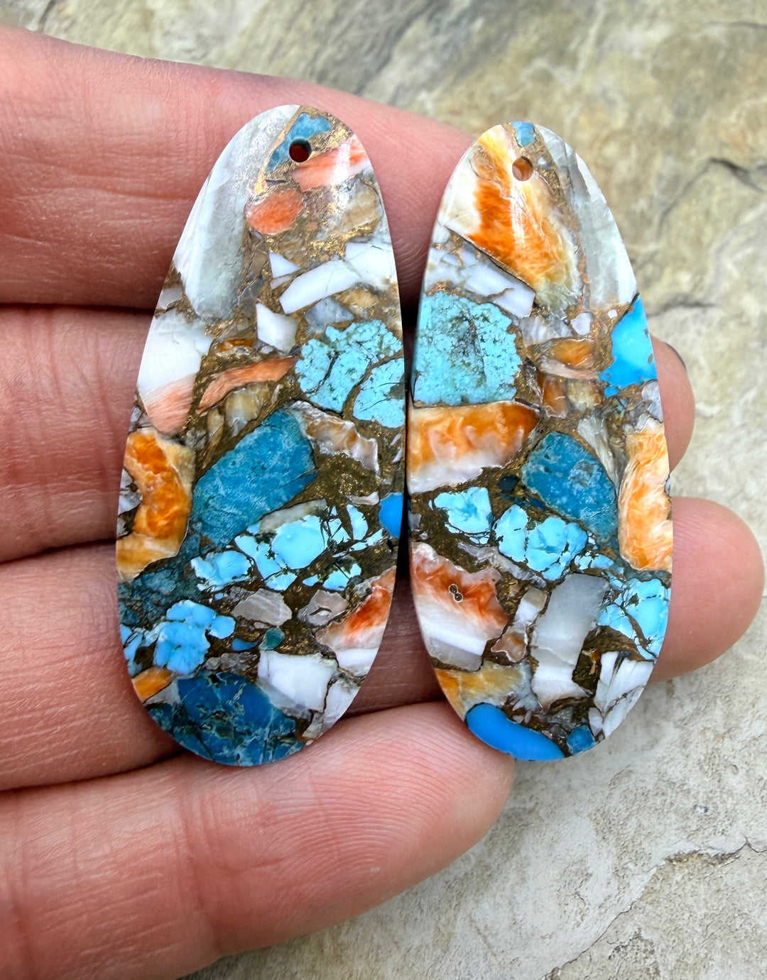 Kingman Turquoise and Orange Spiny Oyster with Bronze