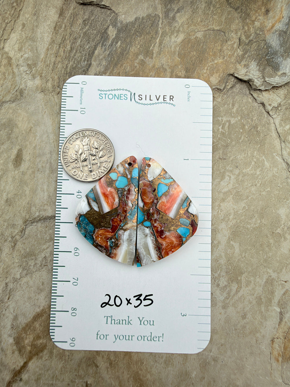 Kingman Turquoise and Orange Spiny Oyster with Bronze