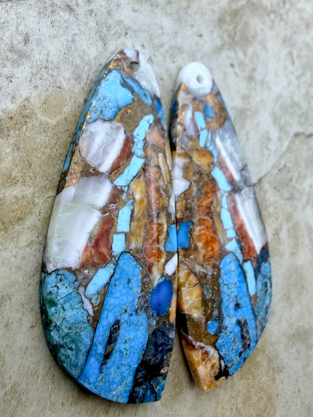 Kingman Turquoise and Orange Spiny Oyster with Bronze