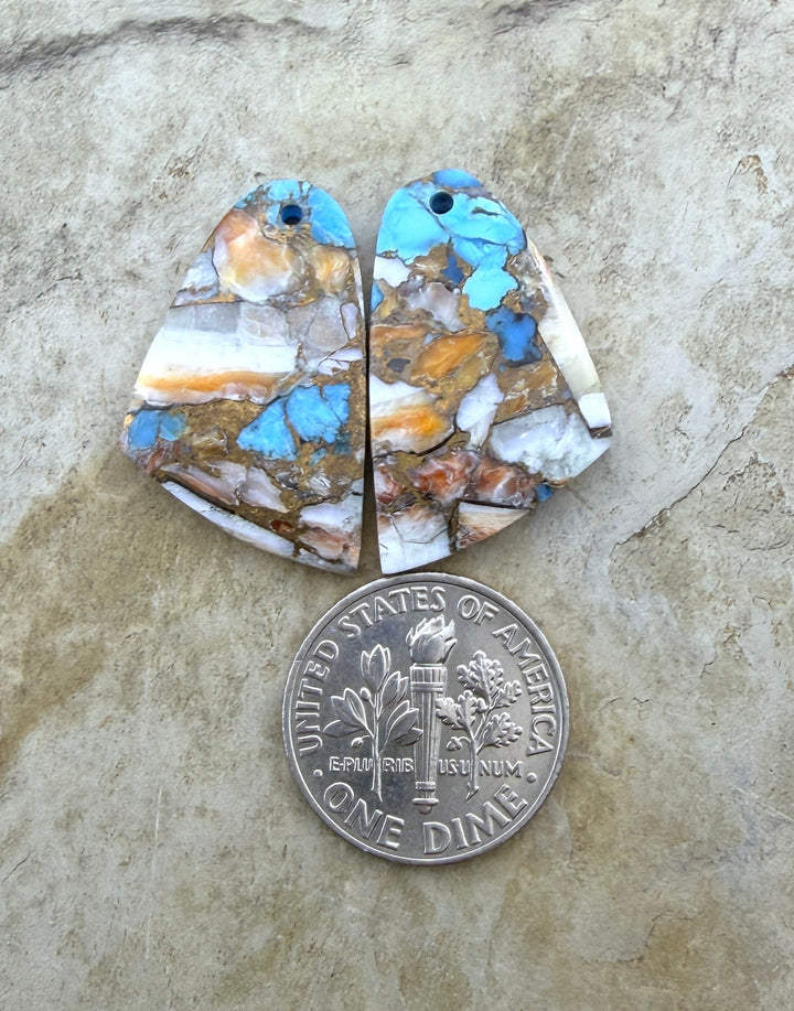 Kingman Turquoise and Orange Spiny Oyster with Bronze