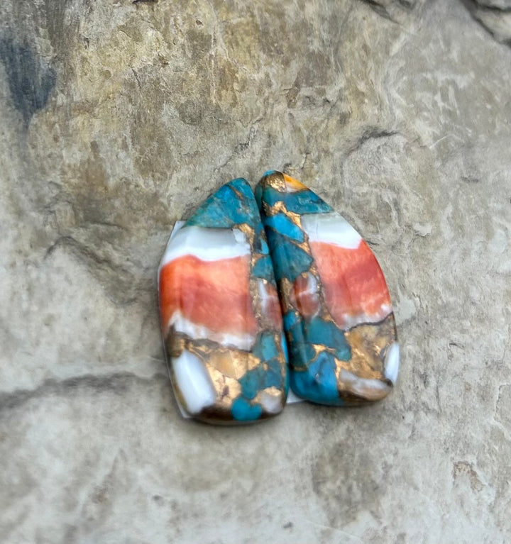 Kingman Turquoise and Orange Spiny Oyster with Bronze
