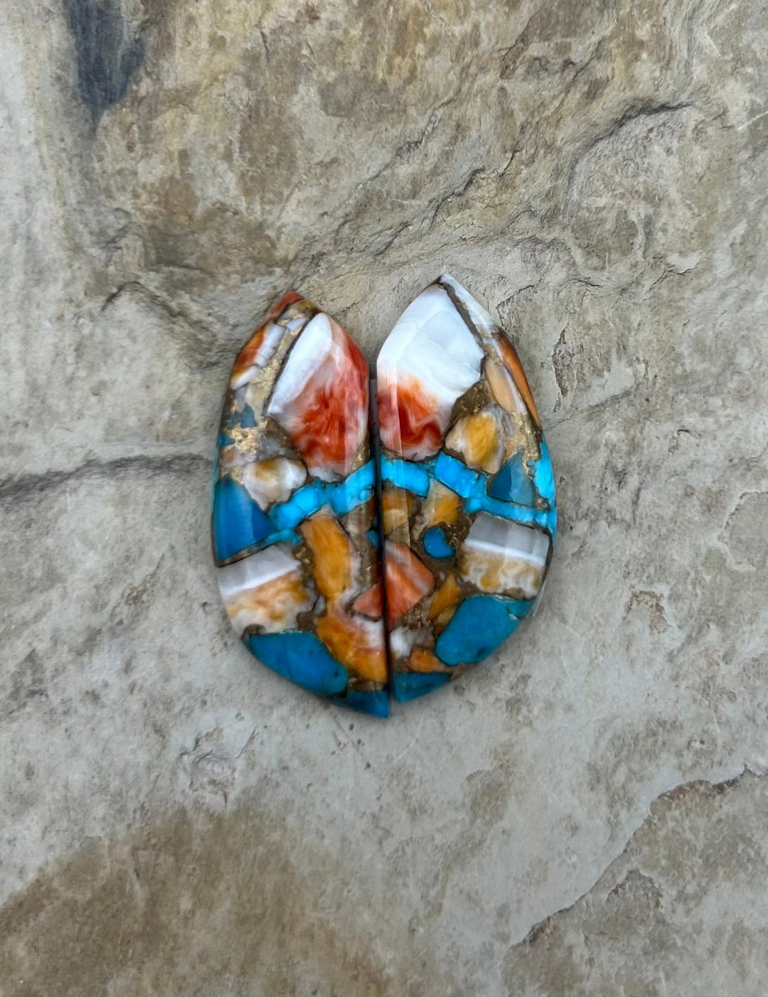 Kingman Turquoise and Orange Spiny Oyster with Bronze