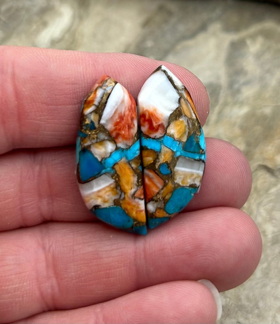 Kingman Turquoise and Orange Spiny Oyster with Bronze