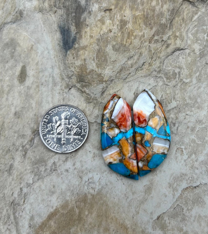 Kingman Turquoise and Orange Spiny Oyster with Bronze