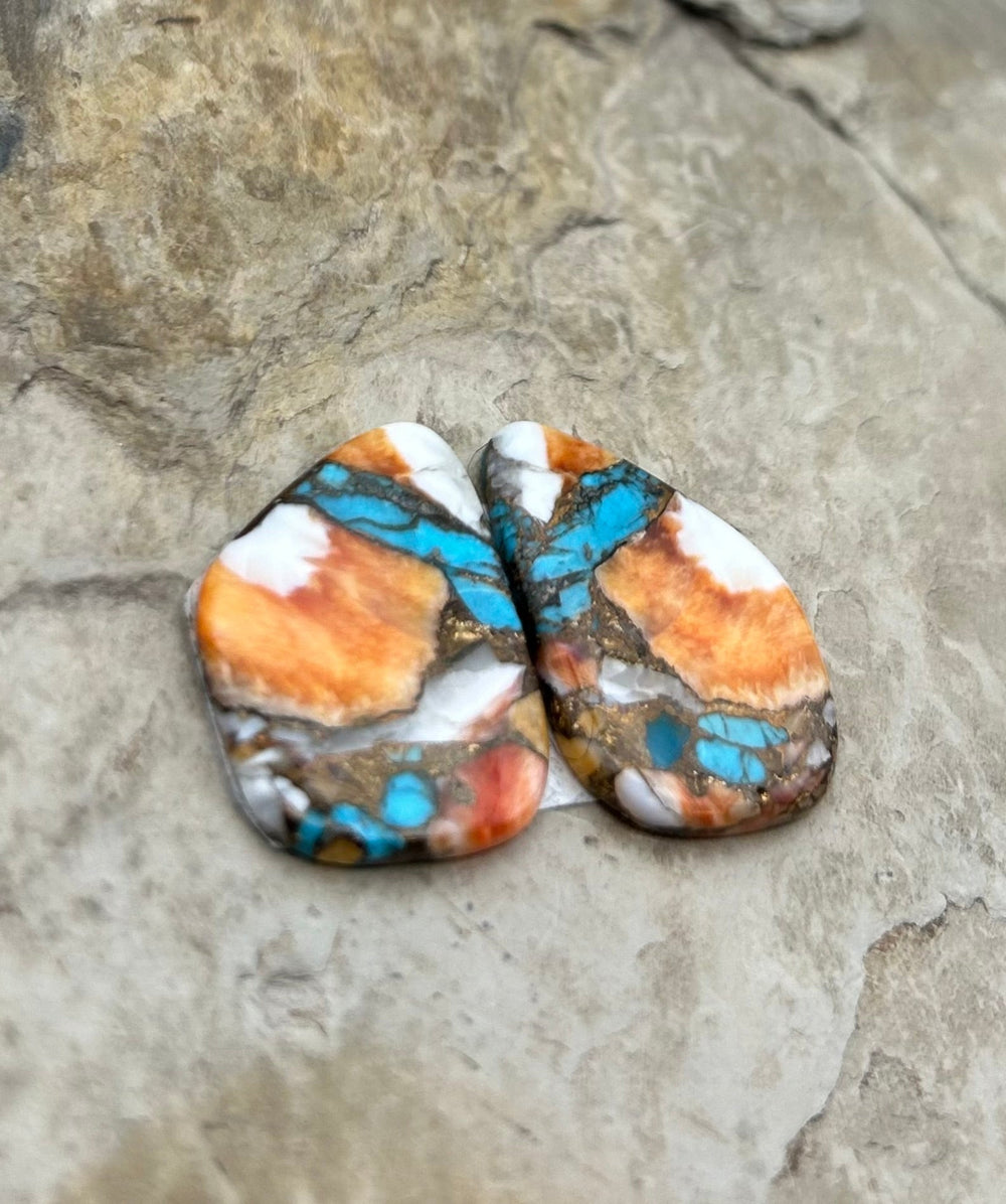 Kingman Turquoise and Orange Spiny Oyster with Bronze