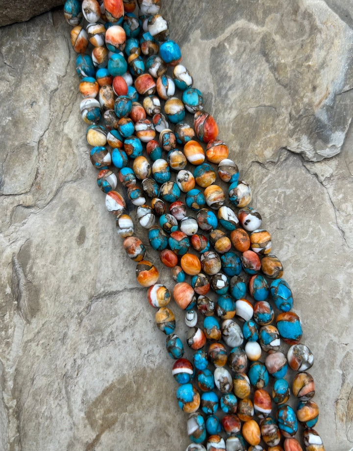 Kingman Turquoise and Orange Spiny Oyster with Bronze