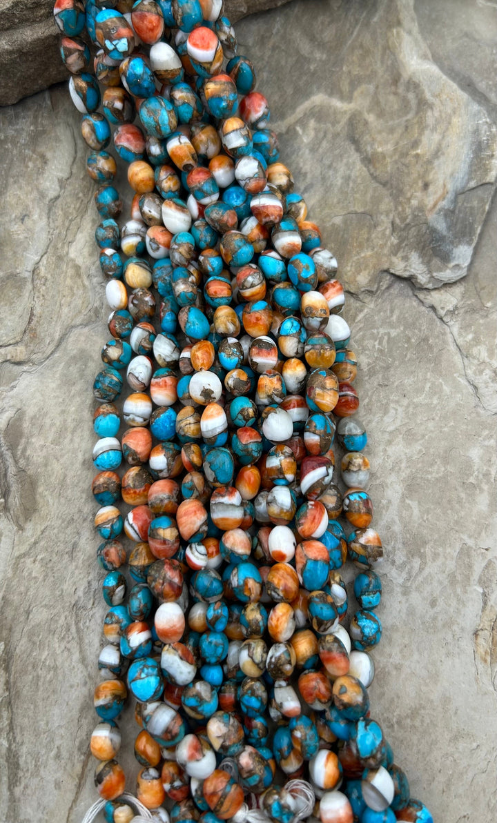 Kingman Turquoise and Orange Spiny Oyster with Bronze