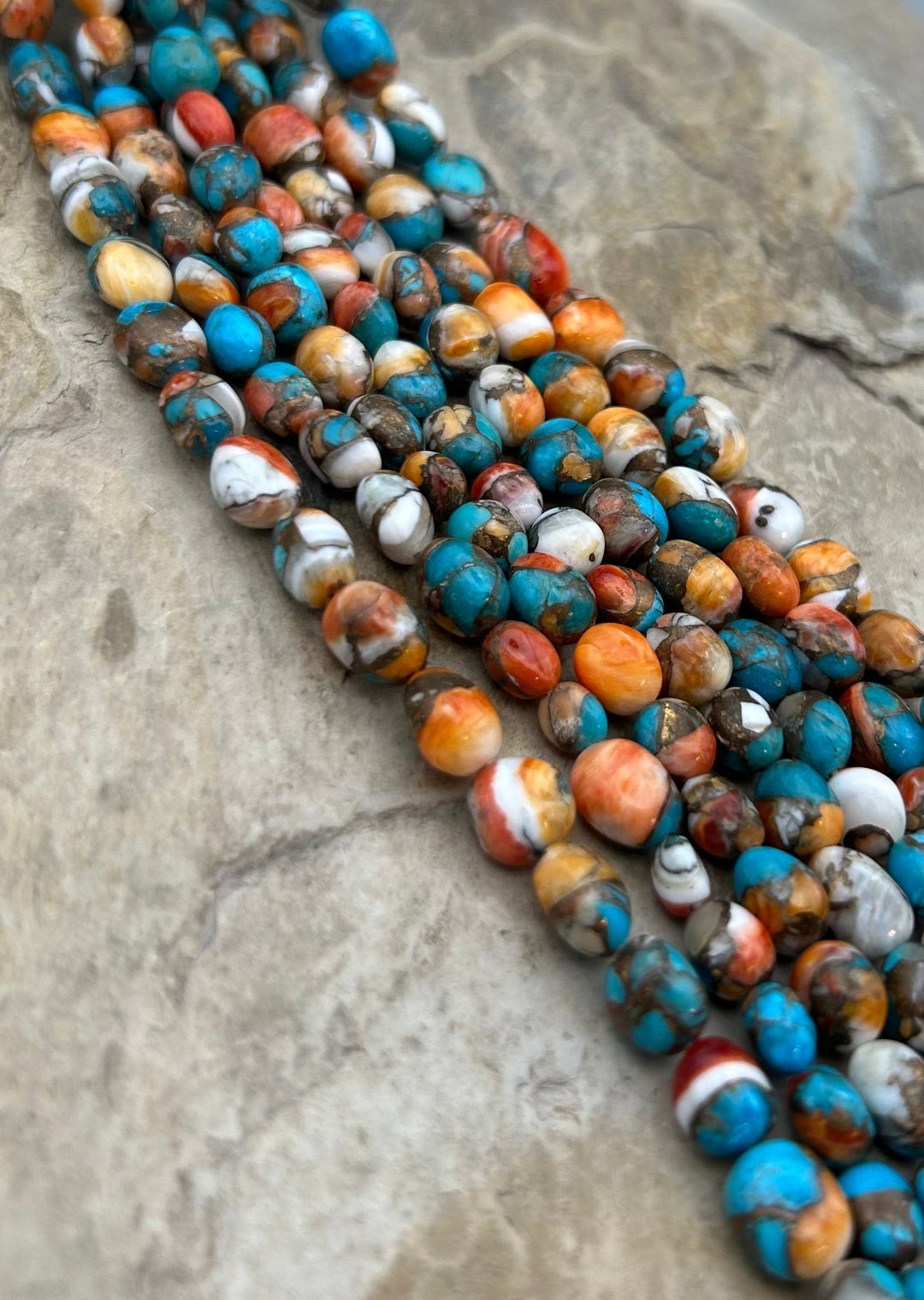 Kingman Turquoise and Orange Spiny Oyster with Bronze