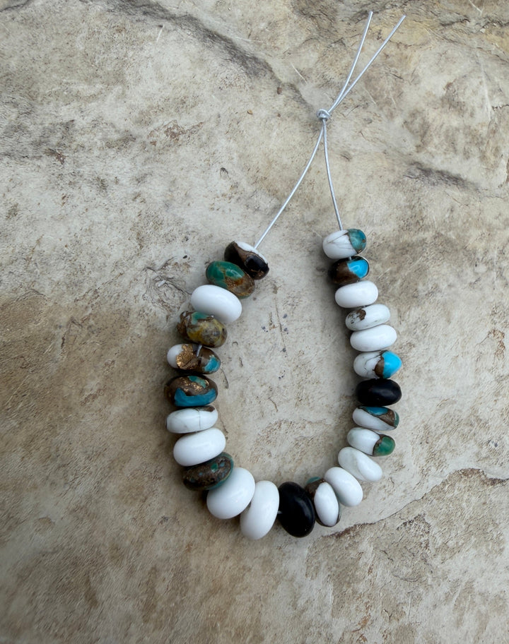 Kingman Turquoise and White Buffalo with Bronze Composite