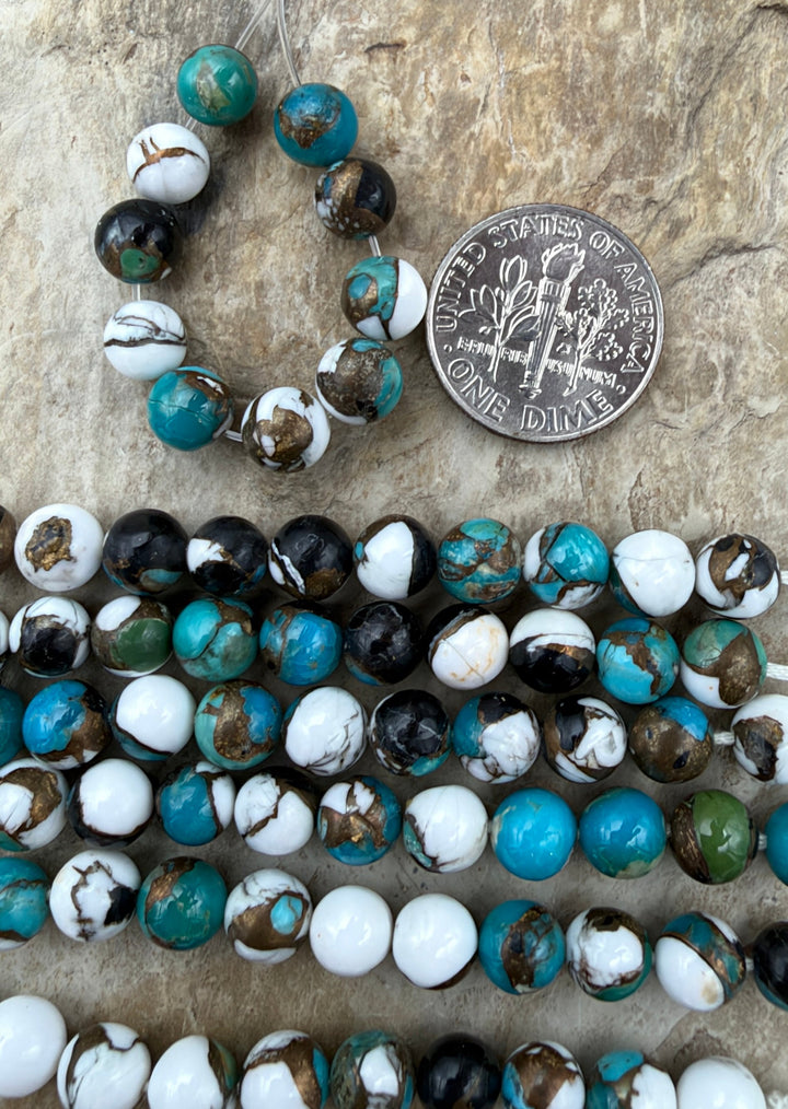 Kingman Turquoise and White Buffalo with Bronze Composite