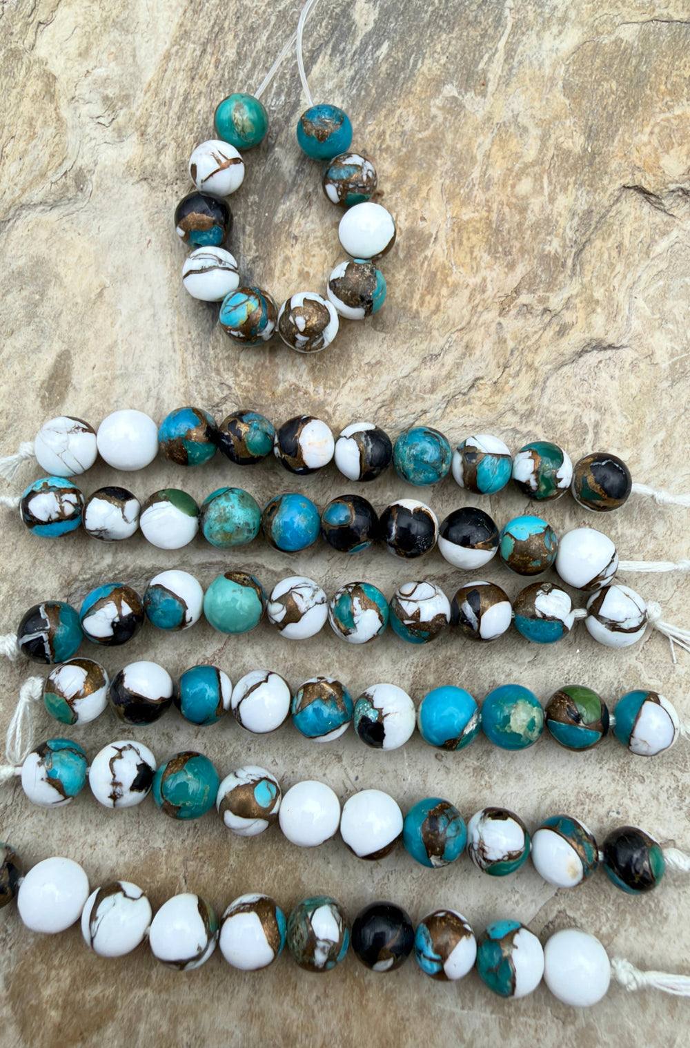 Kingman Turquoise and White Buffalo with Bronze Composite