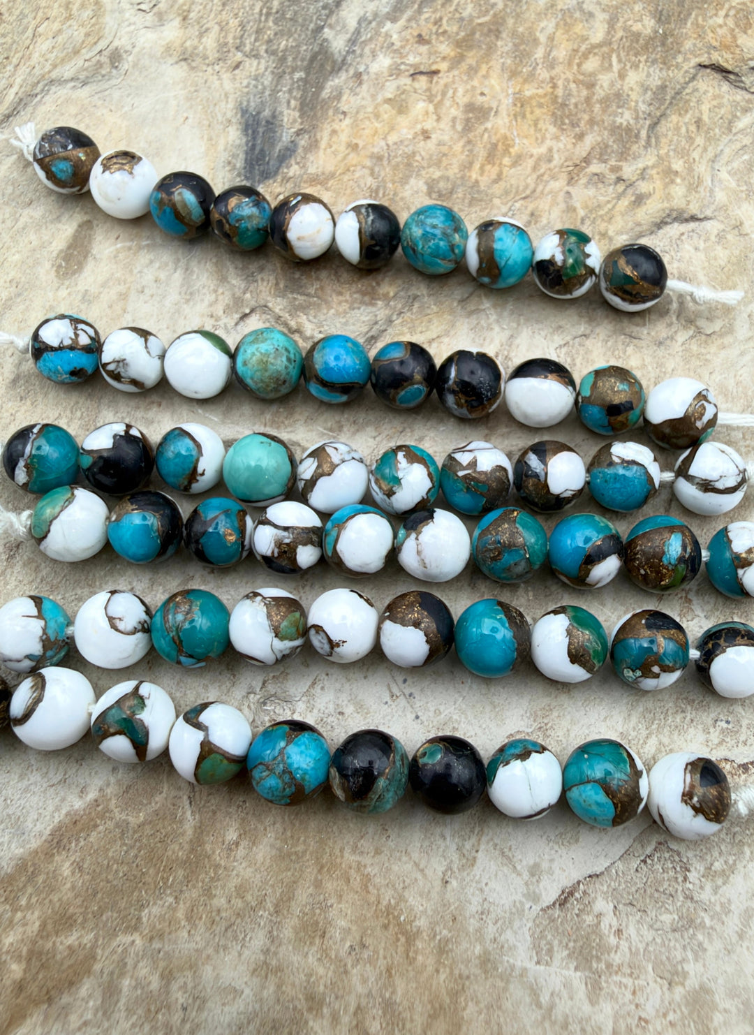 Kingman Turquoise and White Buffalo with Bronze Composite