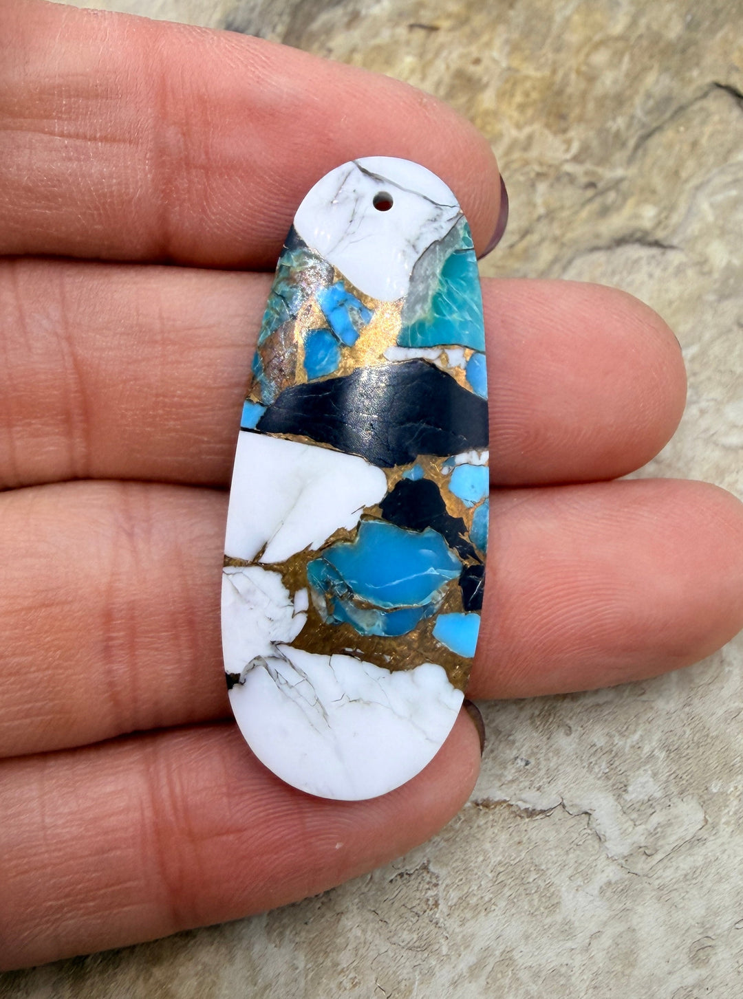 Kingman Turquoise and White Buffalo with Bronze Composite