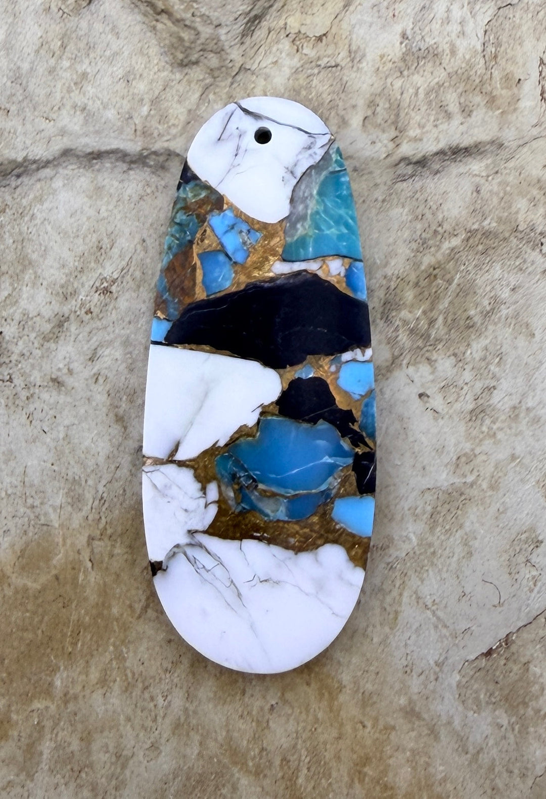 Kingman Turquoise and White Buffalo with Bronze Composite