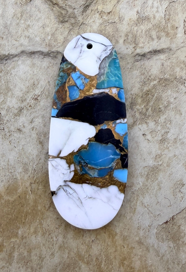 Kingman Turquoise and White Buffalo with Bronze Composite