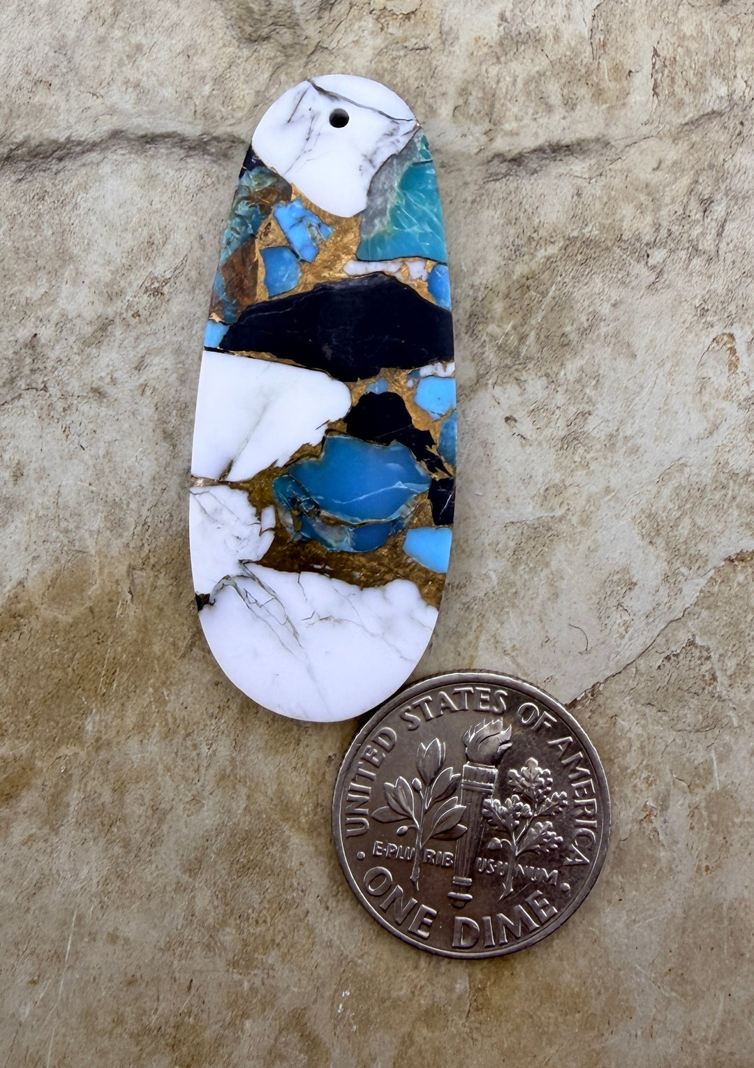 Kingman Turquoise and White Buffalo with Bronze Composite