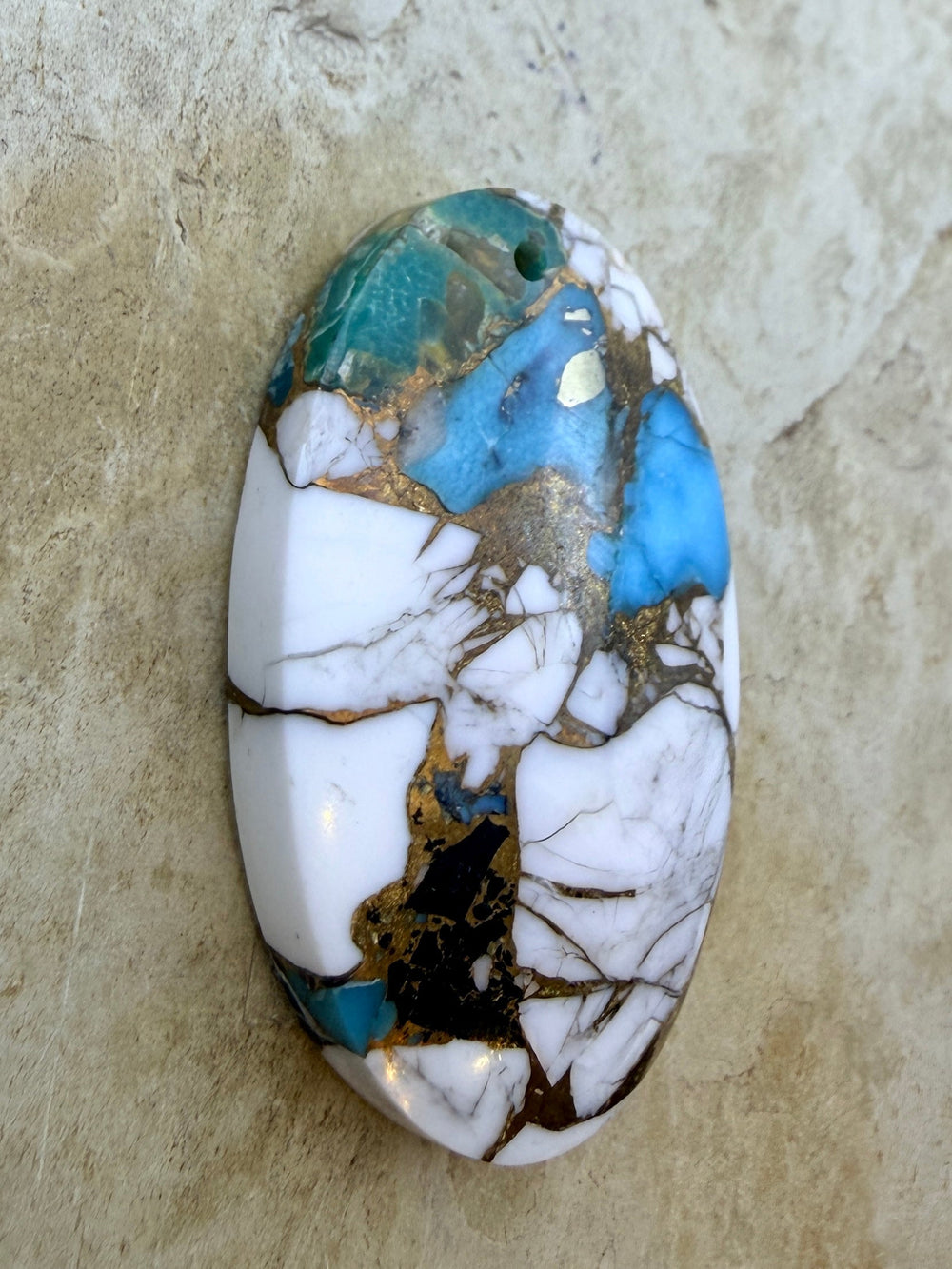 Kingman Turquoise and White Buffalo with Bronze Composite