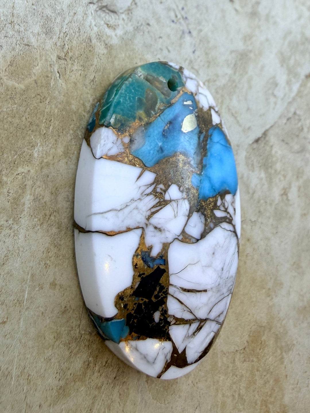 Kingman Turquoise and White Buffalo with Bronze Composite
