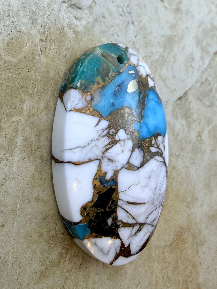 Kingman Turquoise and White Buffalo with Bronze Composite