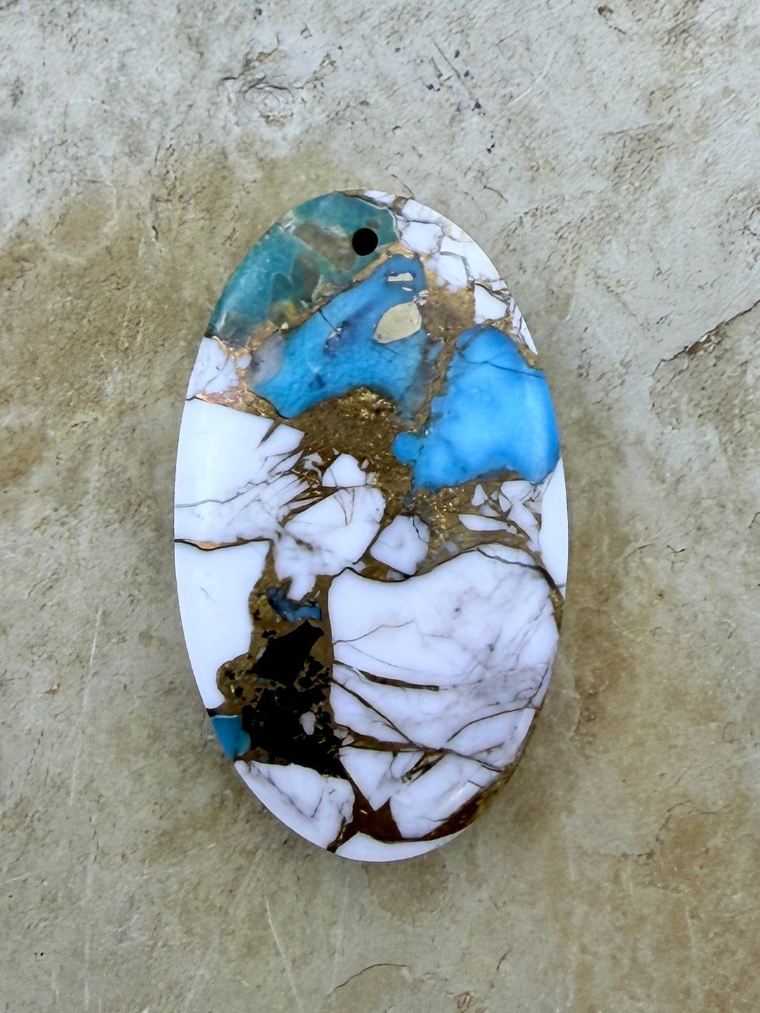 Kingman Turquoise and White Buffalo with Bronze Composite
