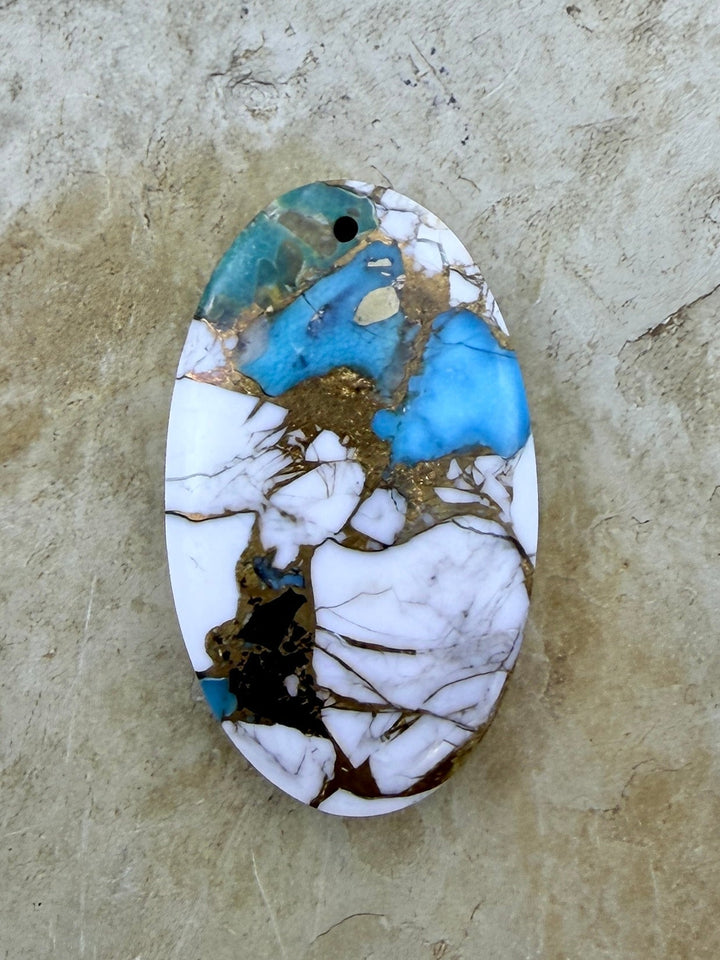 Kingman Turquoise and White Buffalo with Bronze Composite
