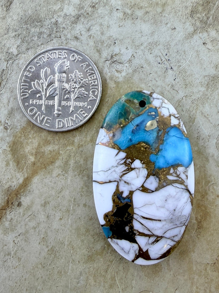 Kingman Turquoise and White Buffalo with Bronze Composite